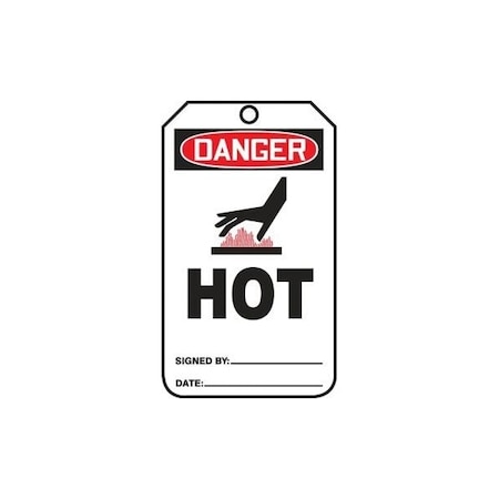 Accuform Safety Tags, DANGER HOT, 5.75in x 3.25in, RP-Plastic, 5PK MDT011PTM
